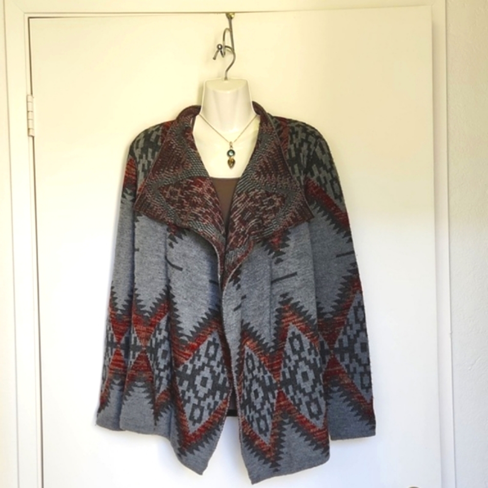 Thick, Native Print, Open Front Sweater